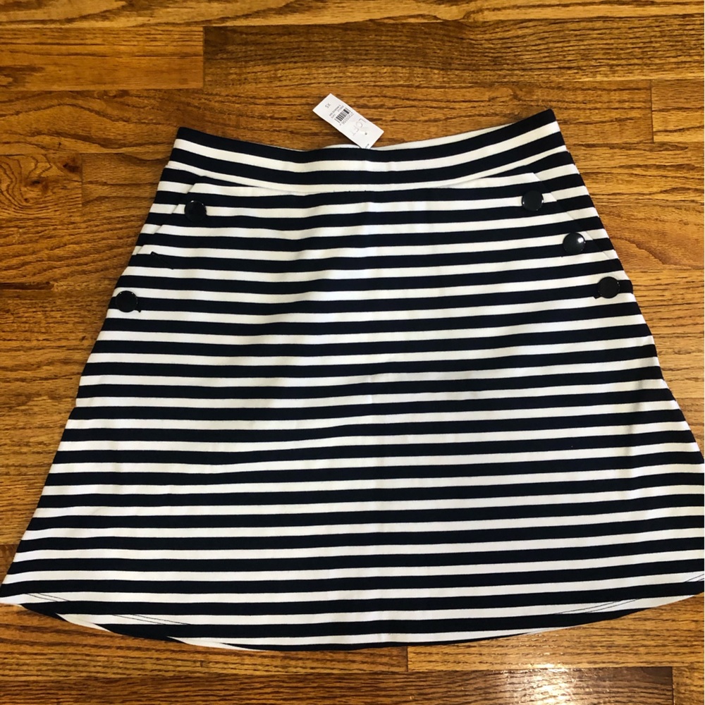 Loft Navy blue and white striped mini skirt